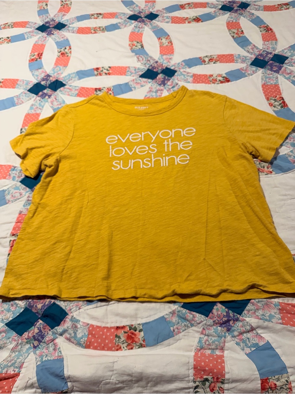 Old Navy Mustard Yellow Graphic Crop Tee